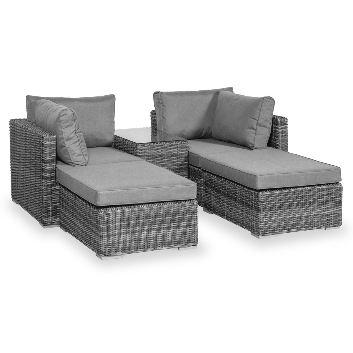 Paris 4 Seat Rattan Multi Setting Relaxer Set from Roseland