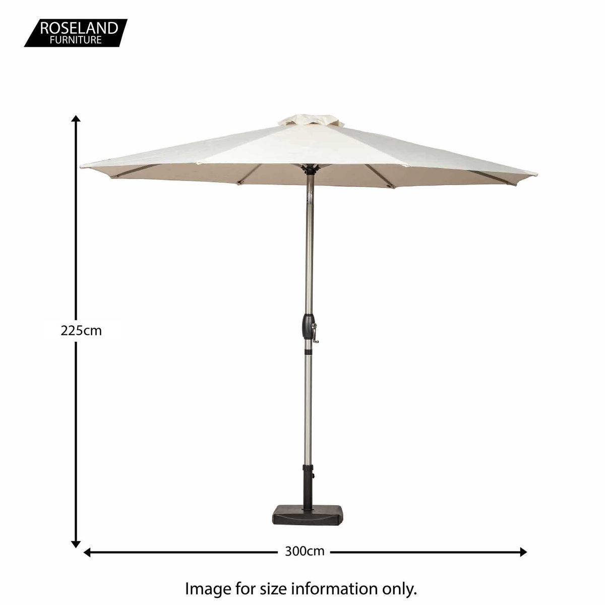 3m Crank & Tilt Ivory Garden Parasol - Size Guide