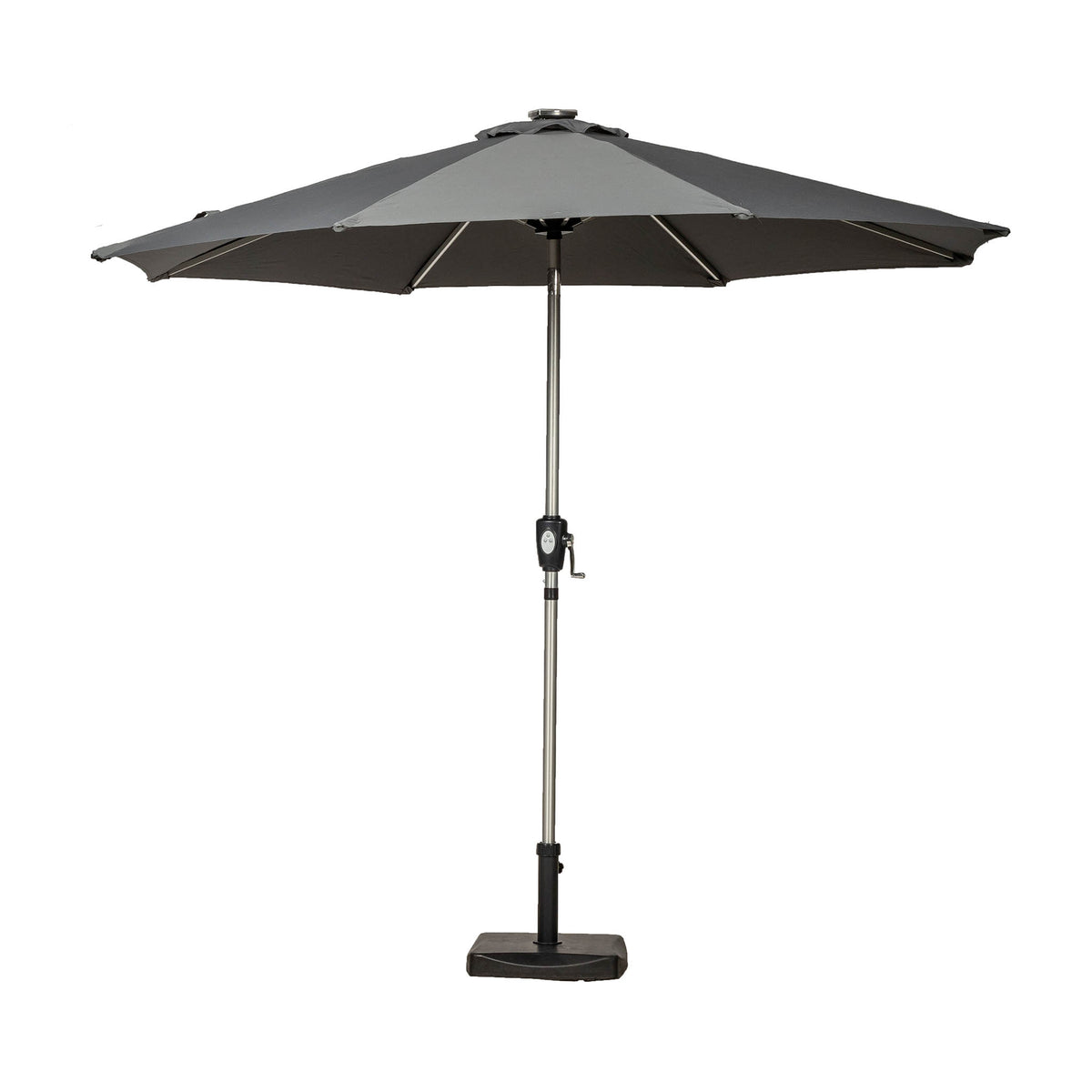 2.7m Grey LED Lit Solar Powered Outdoor Crank and Tilt Parasol