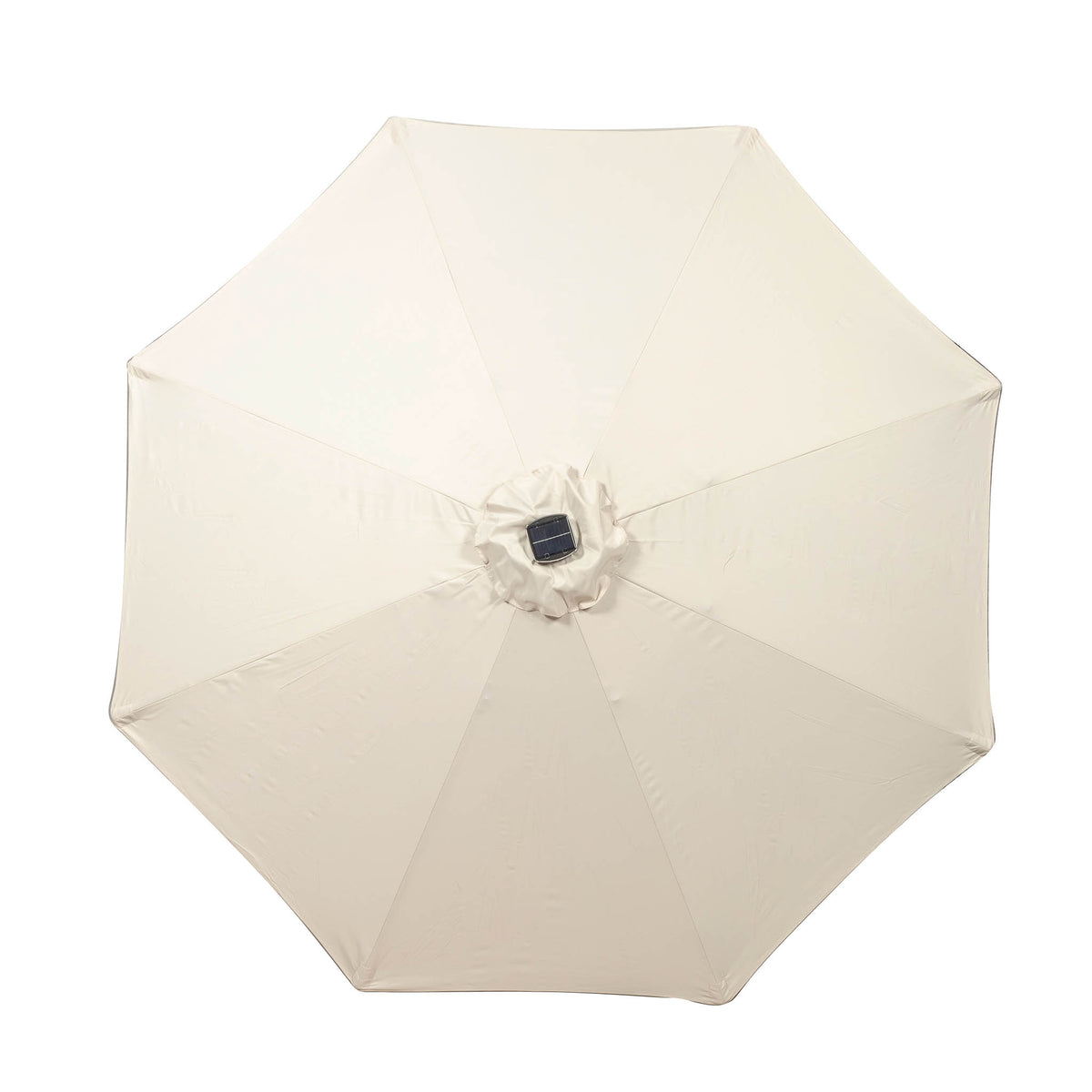 2.7m Ivory LED Lit Solar Powered Outdoor Crank and Tilt Parasol Canopy