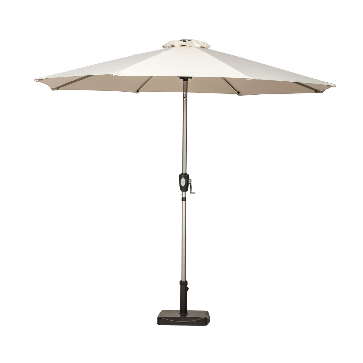 2.7m Ivory LED Lit Solar Powered Outdoor Crank and Tilt Parasol Garden Canopy