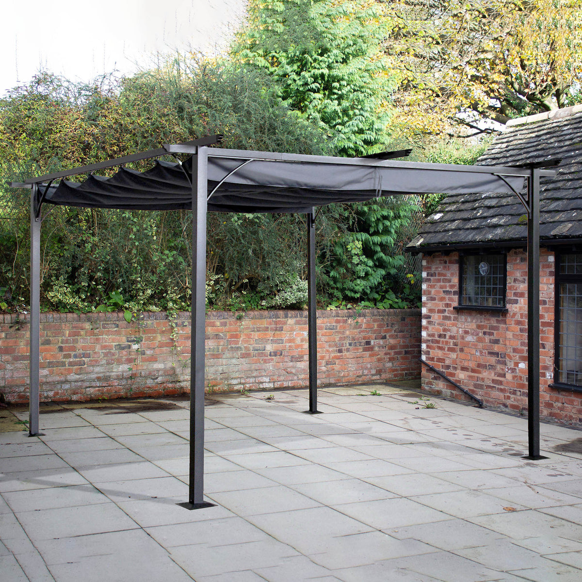 3.5m Grey Prague pergola gazebo shelter with steel frame