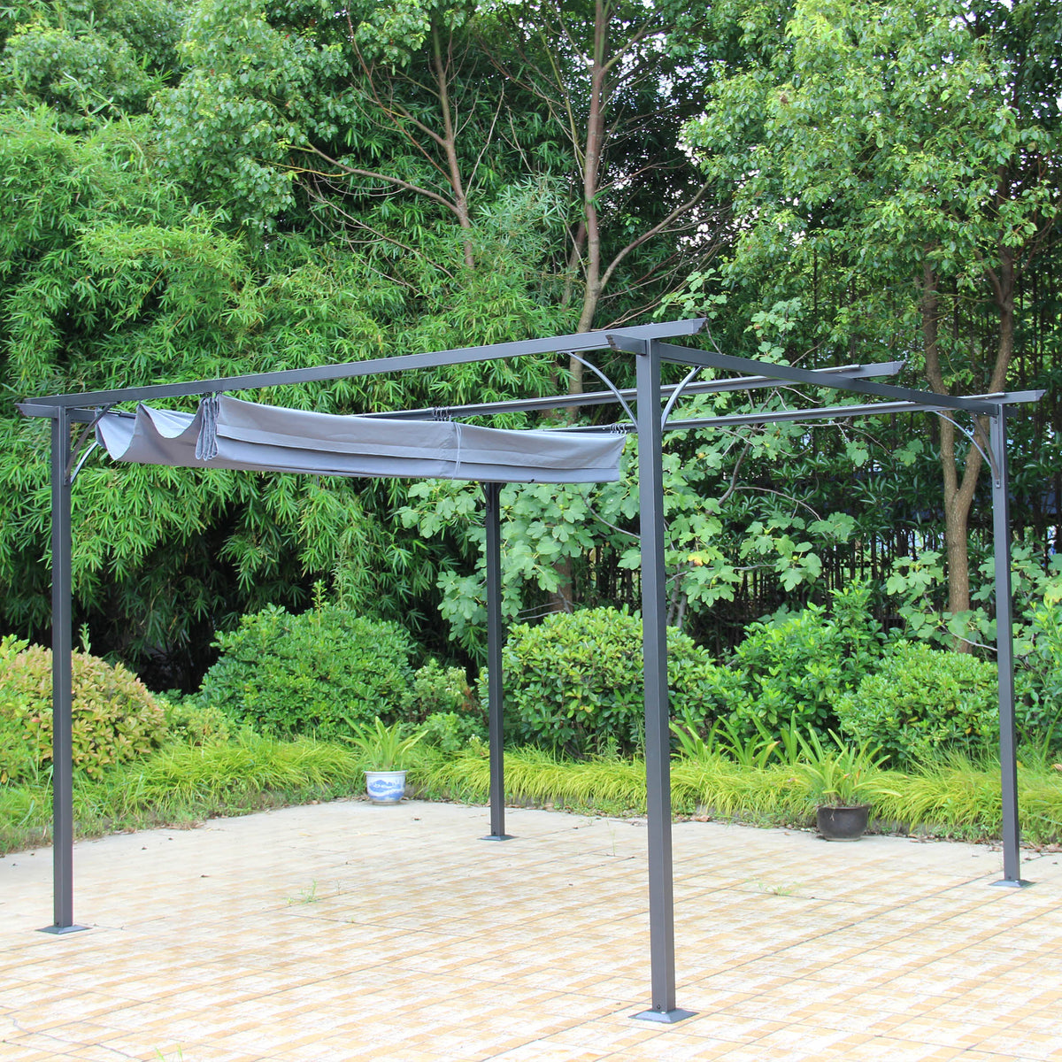 3.5m Grey Prague pergola gazebo shelter Lifestyle