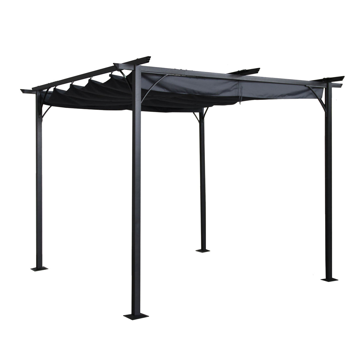 3m Grey Prague Pergola Gazebo with retractable shelter from Roseland Home Furniture