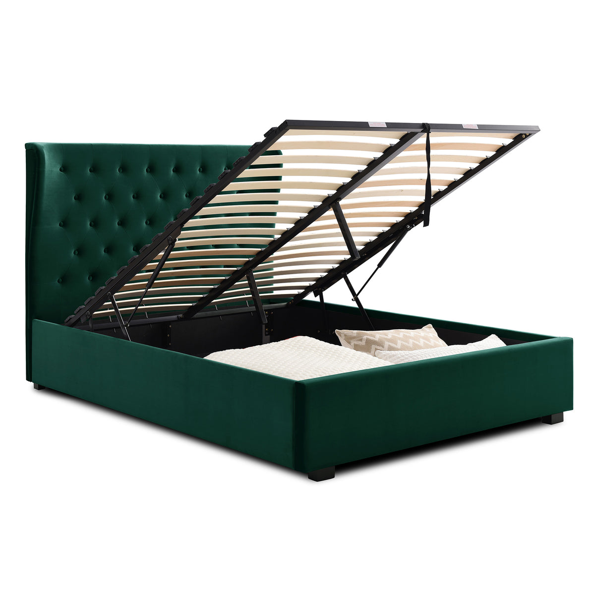 Richmond Bottle Green Velvet Ottoman Storage Bed Frame