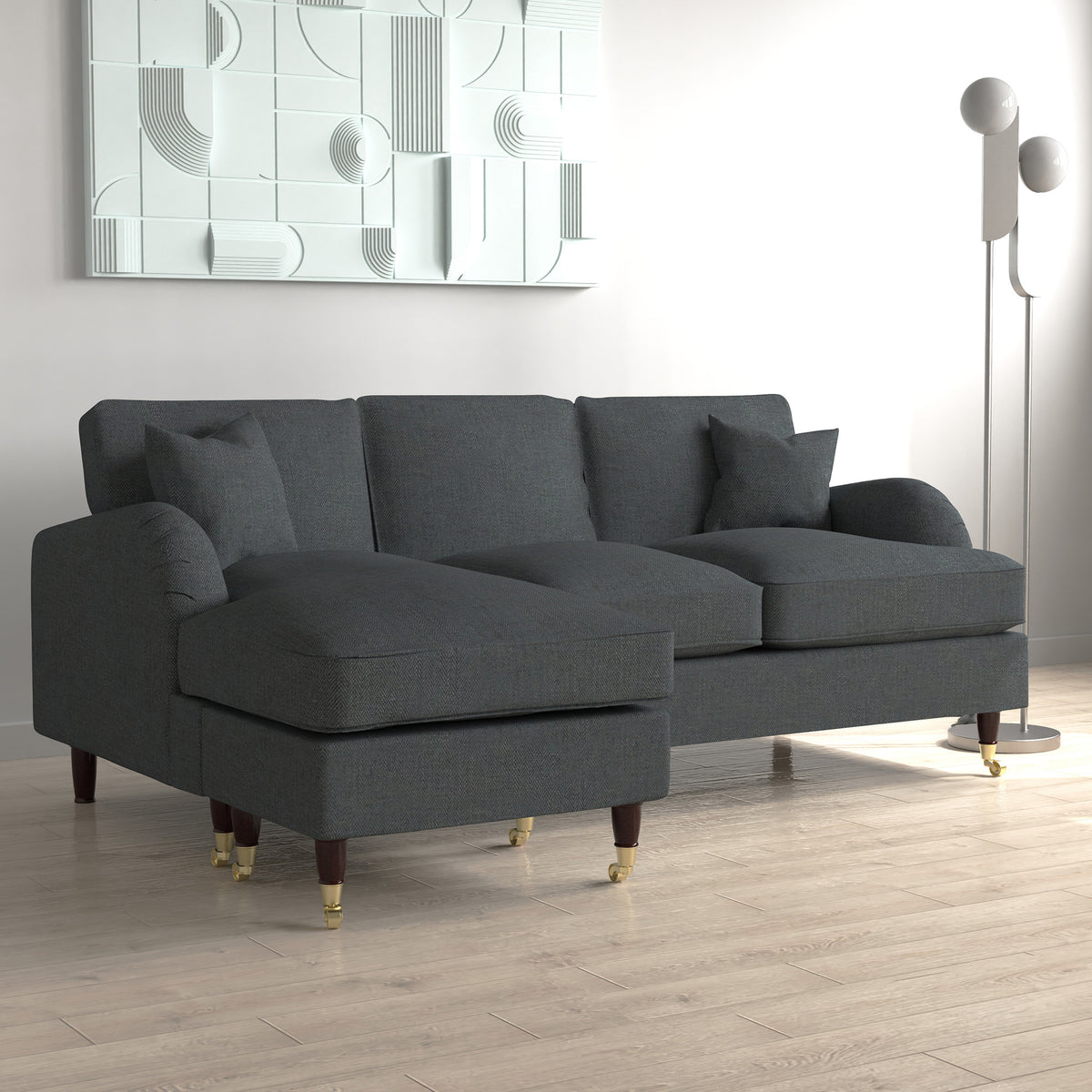 Prescott Herringbone Chaise Sofa