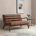 Jacques Brown Ribbed Faux Leather 2 Seater couch