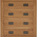 Zelah Oak 4 Drawer Chest - Close up of drawer fronts