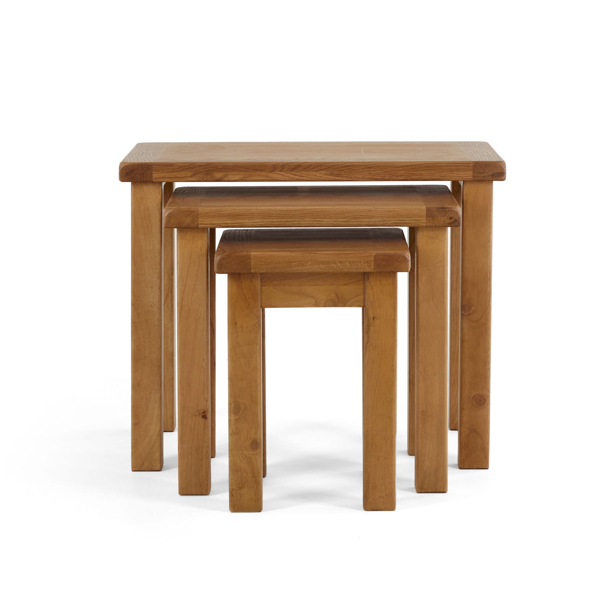 Zelah Oak Nest of Tables - Front view when nested
