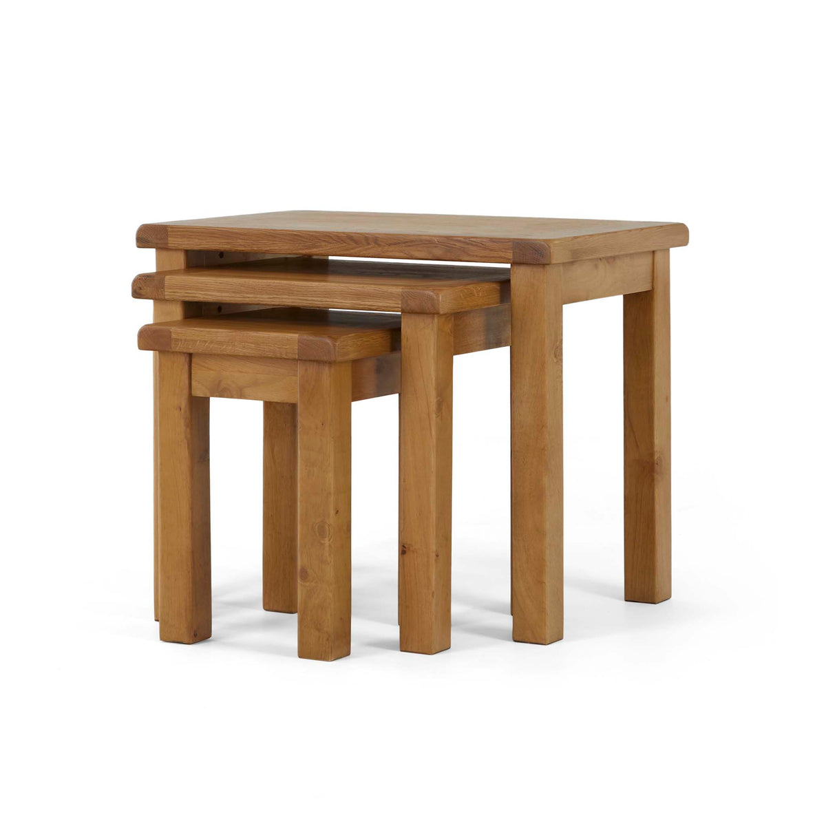 Zelah Oak Nest of Tables - Side view