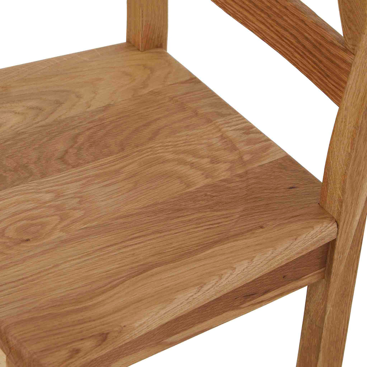 Zelah Oak Crossed-Back Dining Chair - Close up of seat on chair