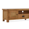 Zelah Oak 200cm TV Stand - Close up of cupboard and drawer fronts