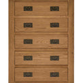 Zelah Oak 5 Drawer Chest of Drawers - Close up of drawer fronts