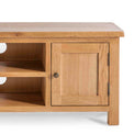 Surrey Oak TV Stand 120cm - Close up of top and lower cupboard