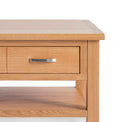 London Oak Coffee Table with Drawer - Close up of drawer and lower shelf