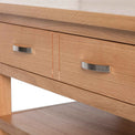 London Oak Coffee Table with Drawer - Close up of drawer front