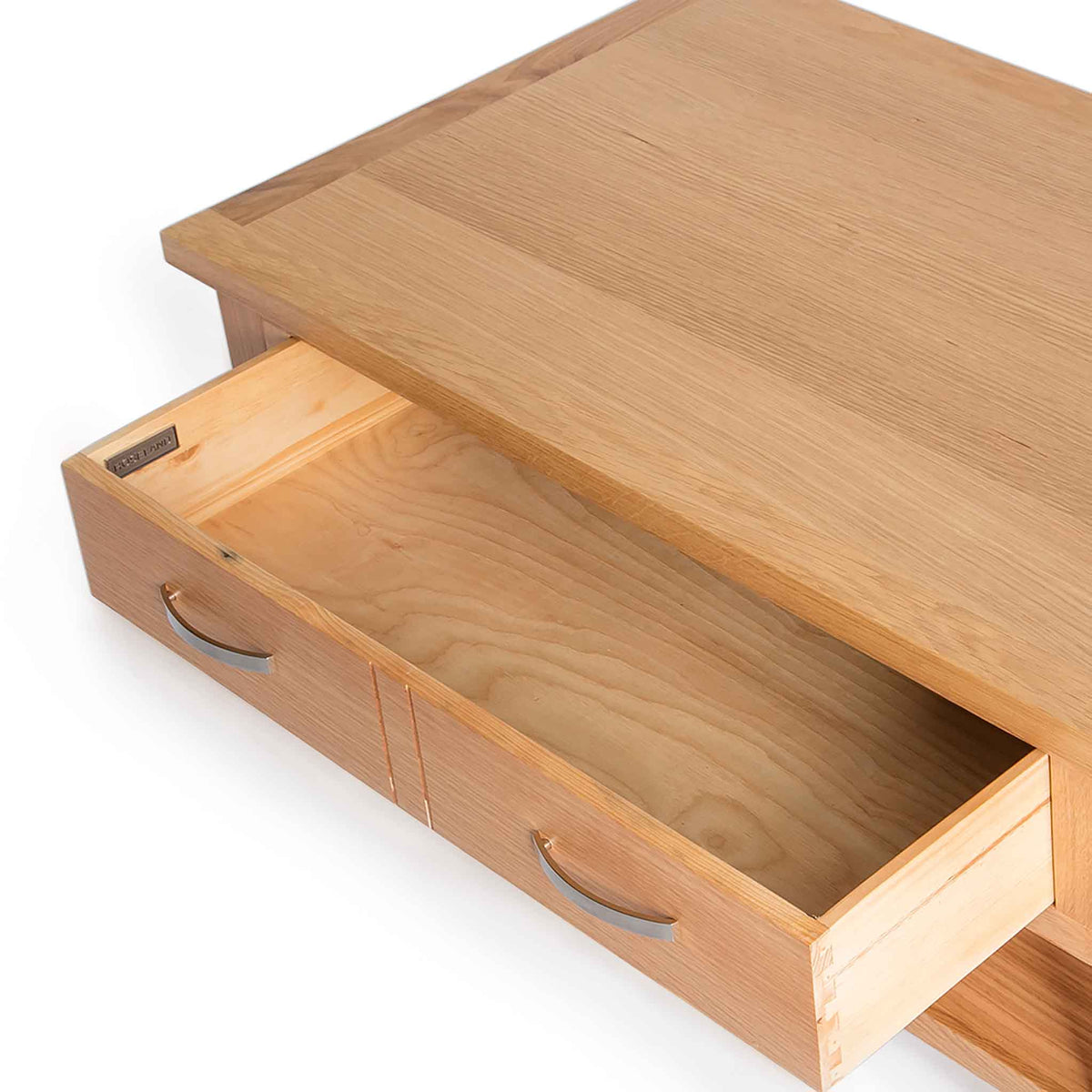 London Oak Coffee Table with Drawer - Inside view of drawer