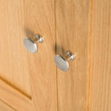 close up of the silver metal door knobs