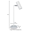 Arris White Adjustable Task Desk  Lamp dimensions