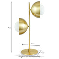 Estelle Brushed Brass Metal and White Orb Dome Table Lamp dimensions