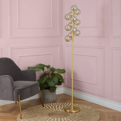 Vecchio Lustre Glass Orb and Gold Floor Lamp