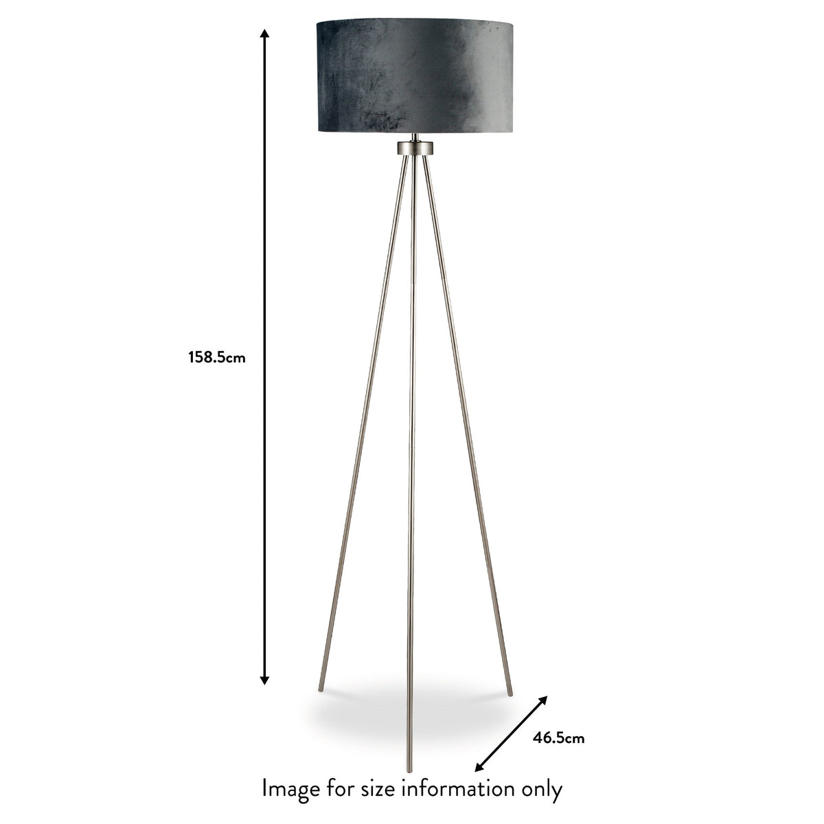 Houston Brushed Silver Tripod Floor Lamp dimensions