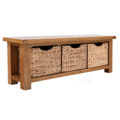 Zelah Oak Bench with Baskets