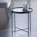 Arla Black Mirrored Round Lamp Side Table Lifestyle