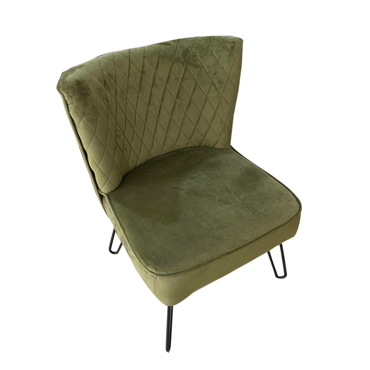 Dixie Green Velvet Vanity Accent Chair with diamond stitching