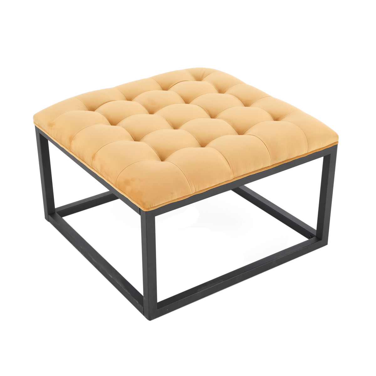 Adison Mustard Yellow Buttoned Velvet Footstool
