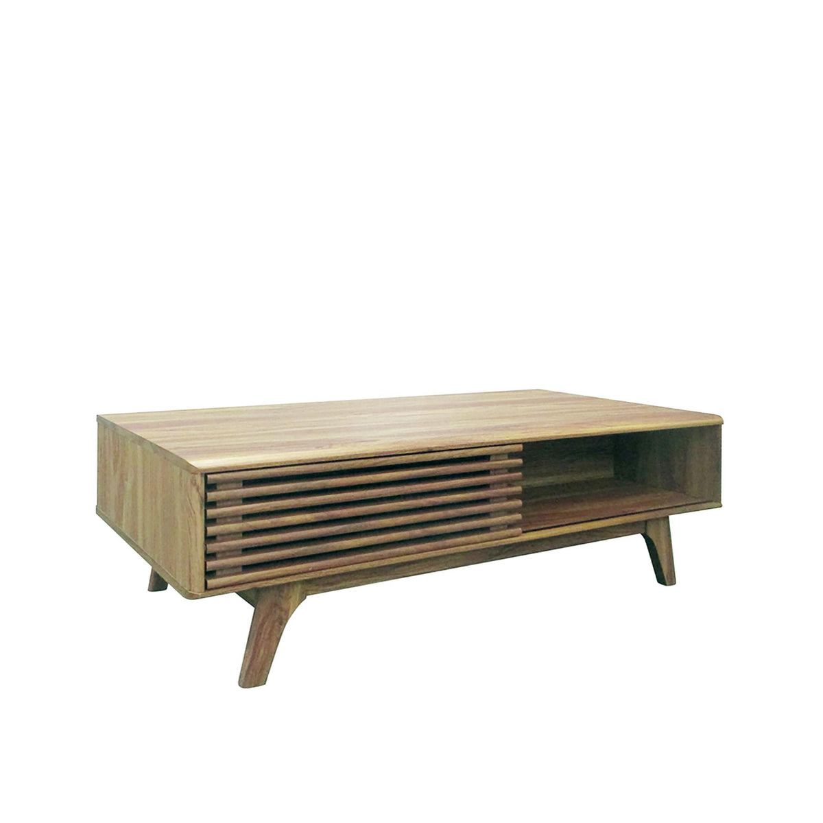 Brunswick Oak Effect Sliding Slatted Coffee Table with Storage