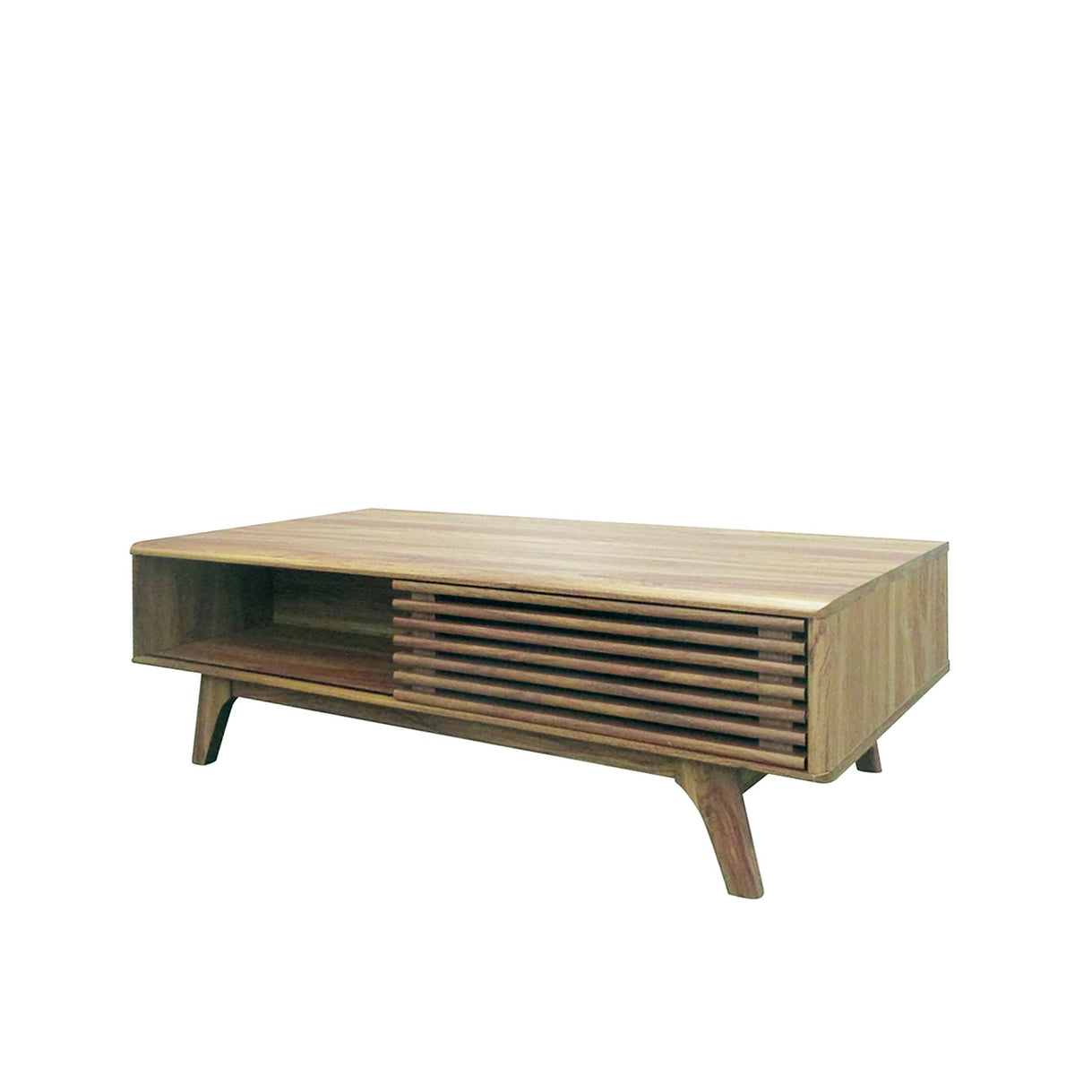 Brunswick Oak Effect Sliding Slatted Coffee Table with Storage