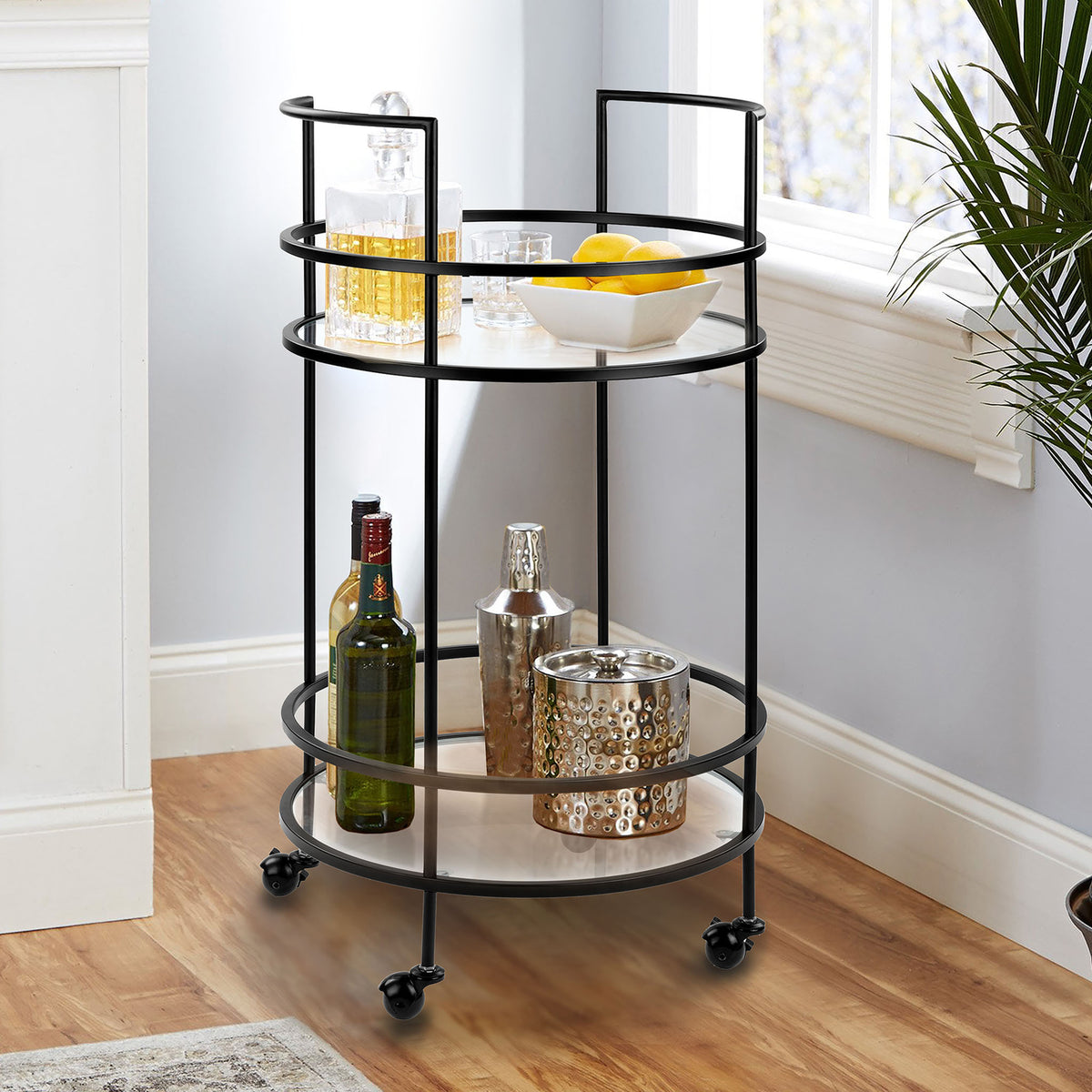 Adler Black Bar Drink Cart Lifestyle