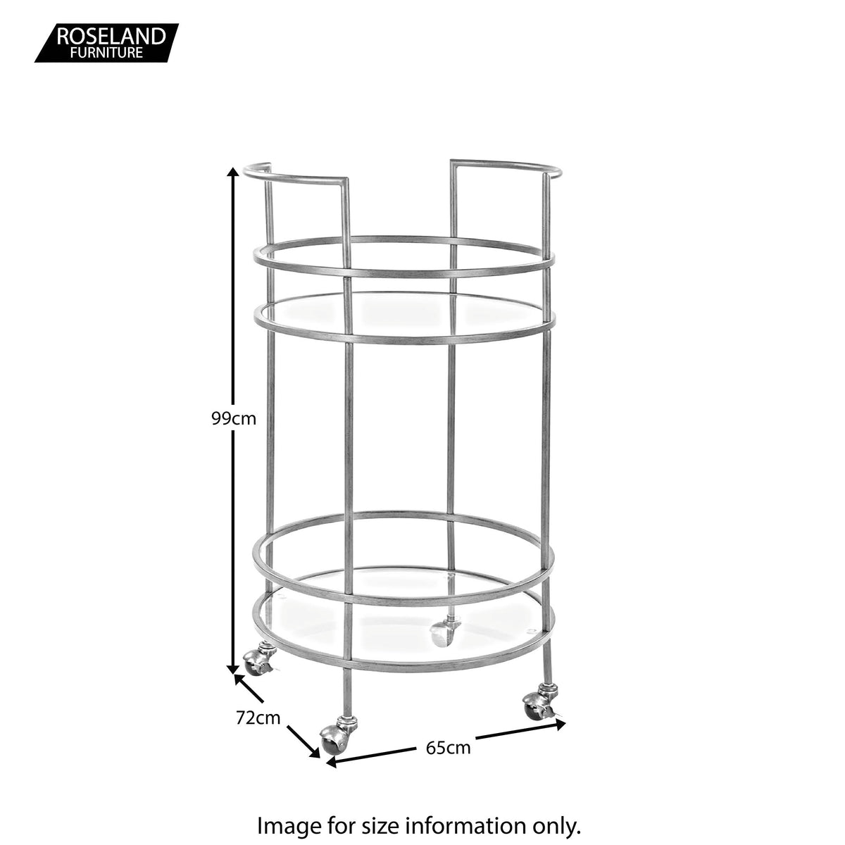 Adler Bar Drink Cart - Size Guide