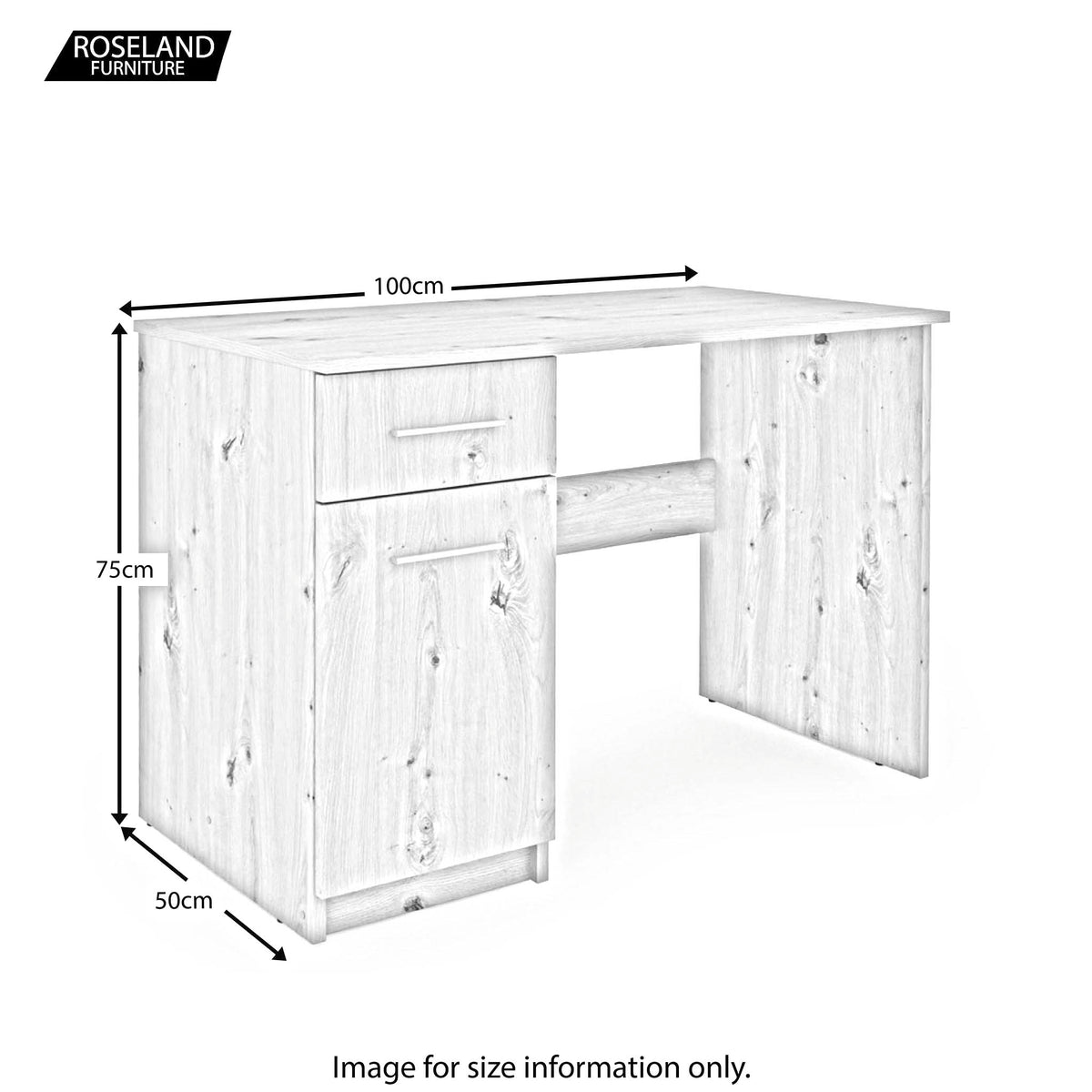 Nero White Modern Office Desk - Size Guide