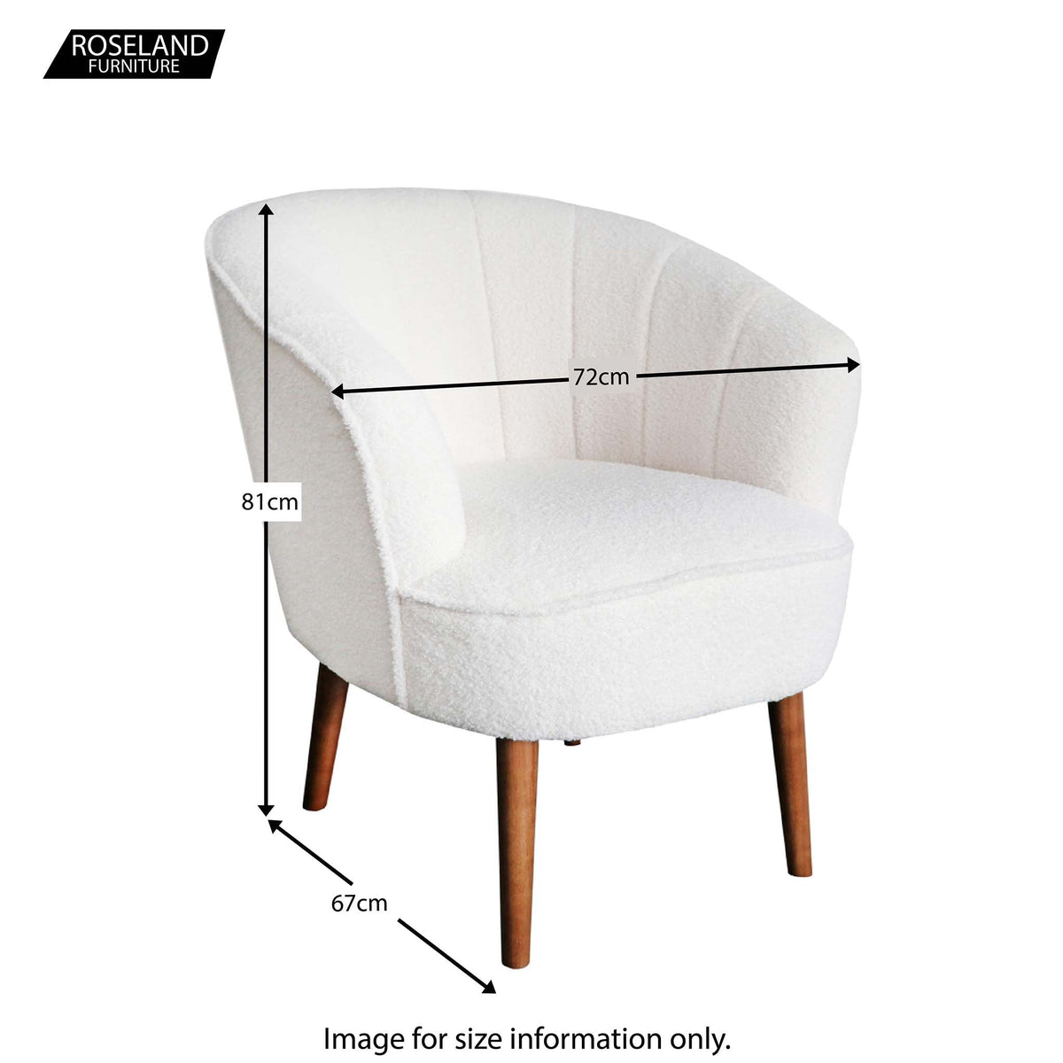 Lorie White Vanity Armchair - Size Guide