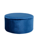 Mandy Blue Round Velvet Ottoman Storage Box from Roseland
