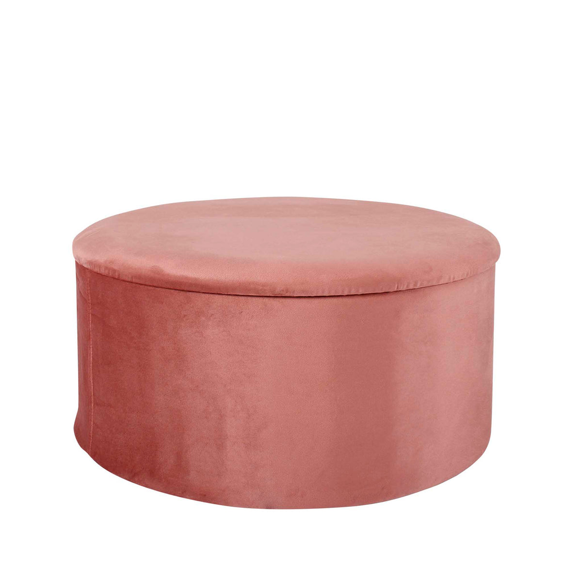 Mandy Pink Round Velvet Ottoman Storage Box from Roseland