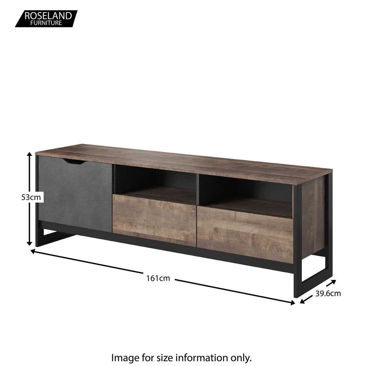 Ezra Large Industrial TV Stand - Size Guide