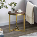Alfreton Walnut effect round side lamp table Lifestyle