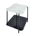 Adrian White & Black Marble and Glass Square Side Lamp Table