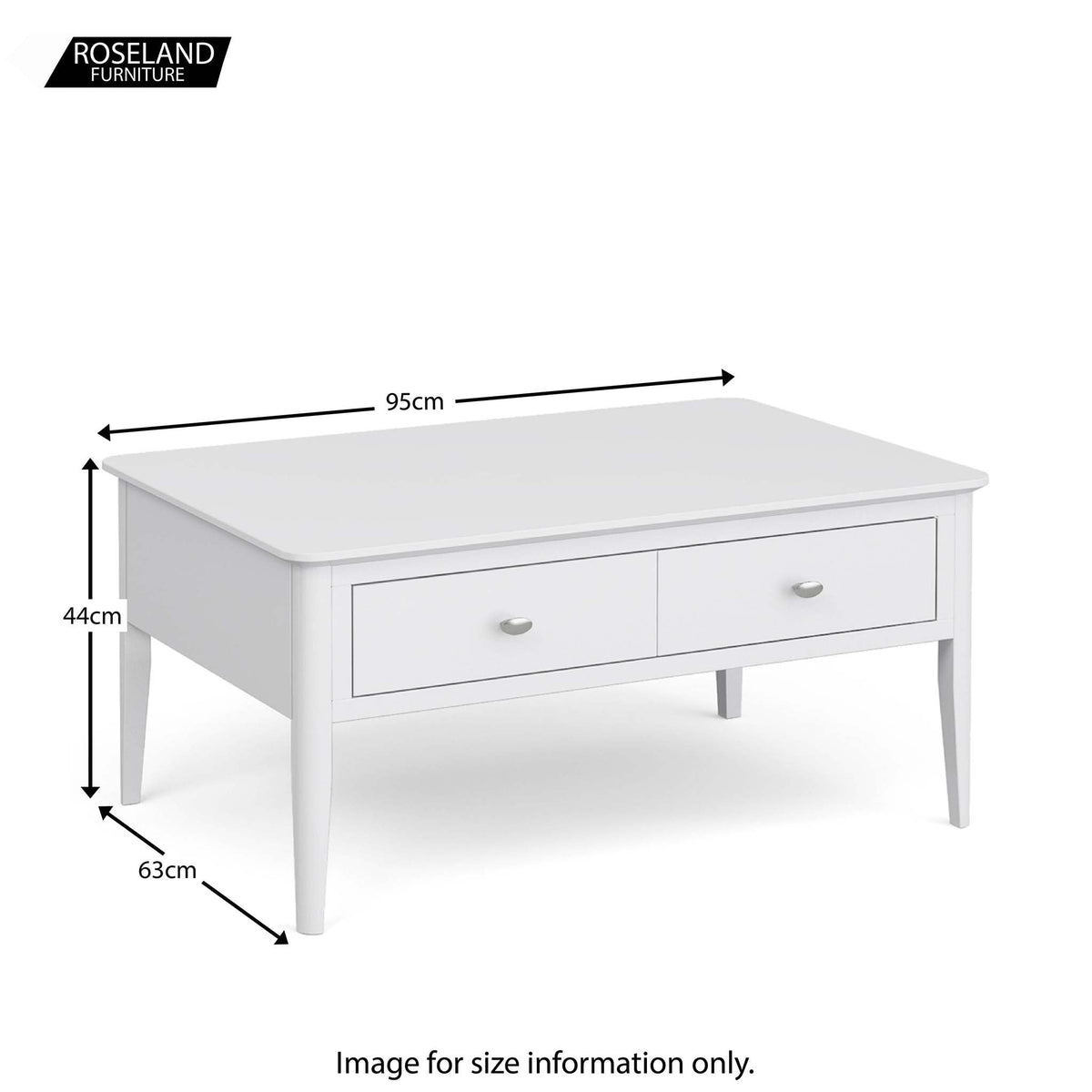 Chester White Coffee Table - Size Guide