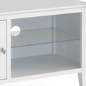 Chester White 90cm TV Stand - Close up of glass shelf