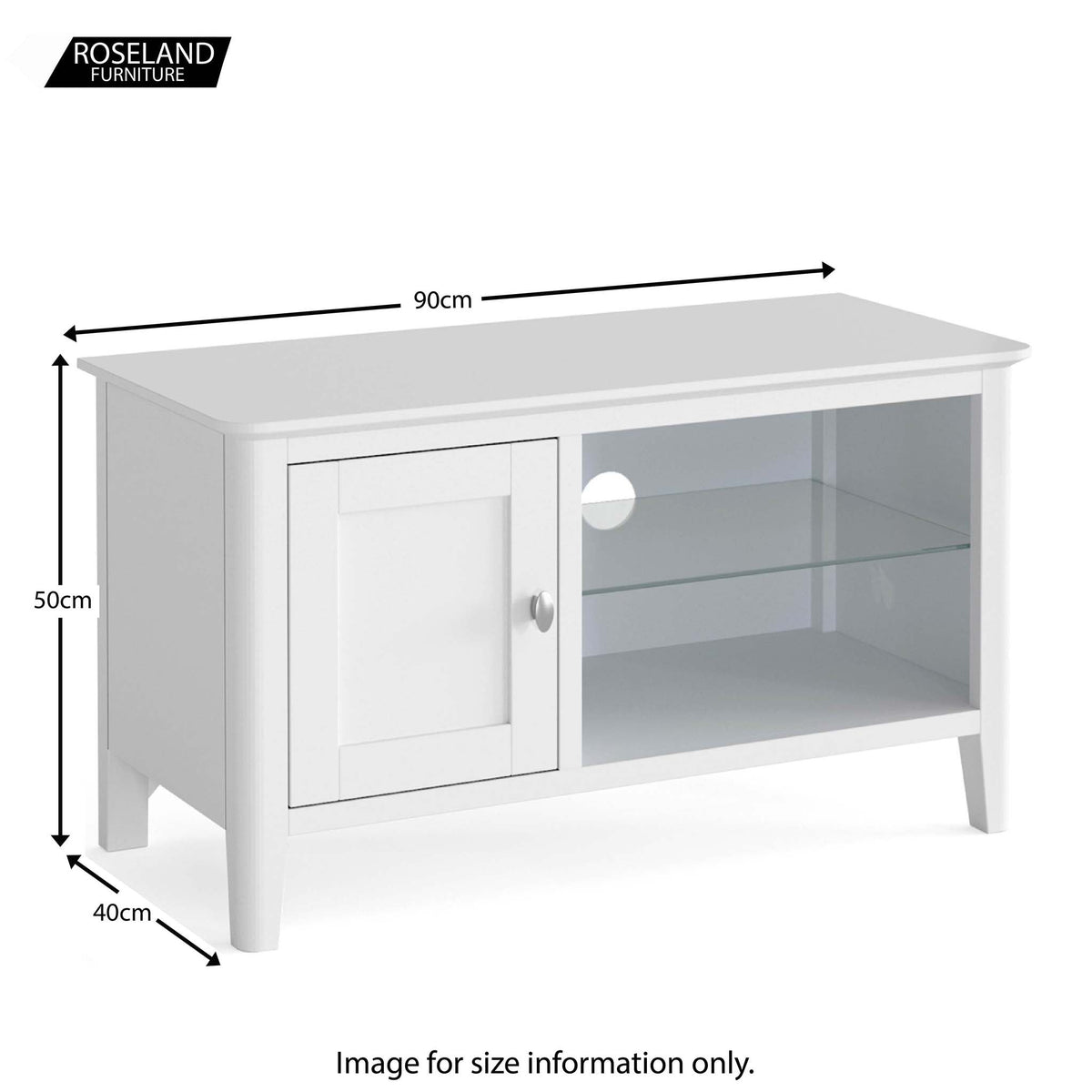 Chester White 90cm TV Stand - Size Guide