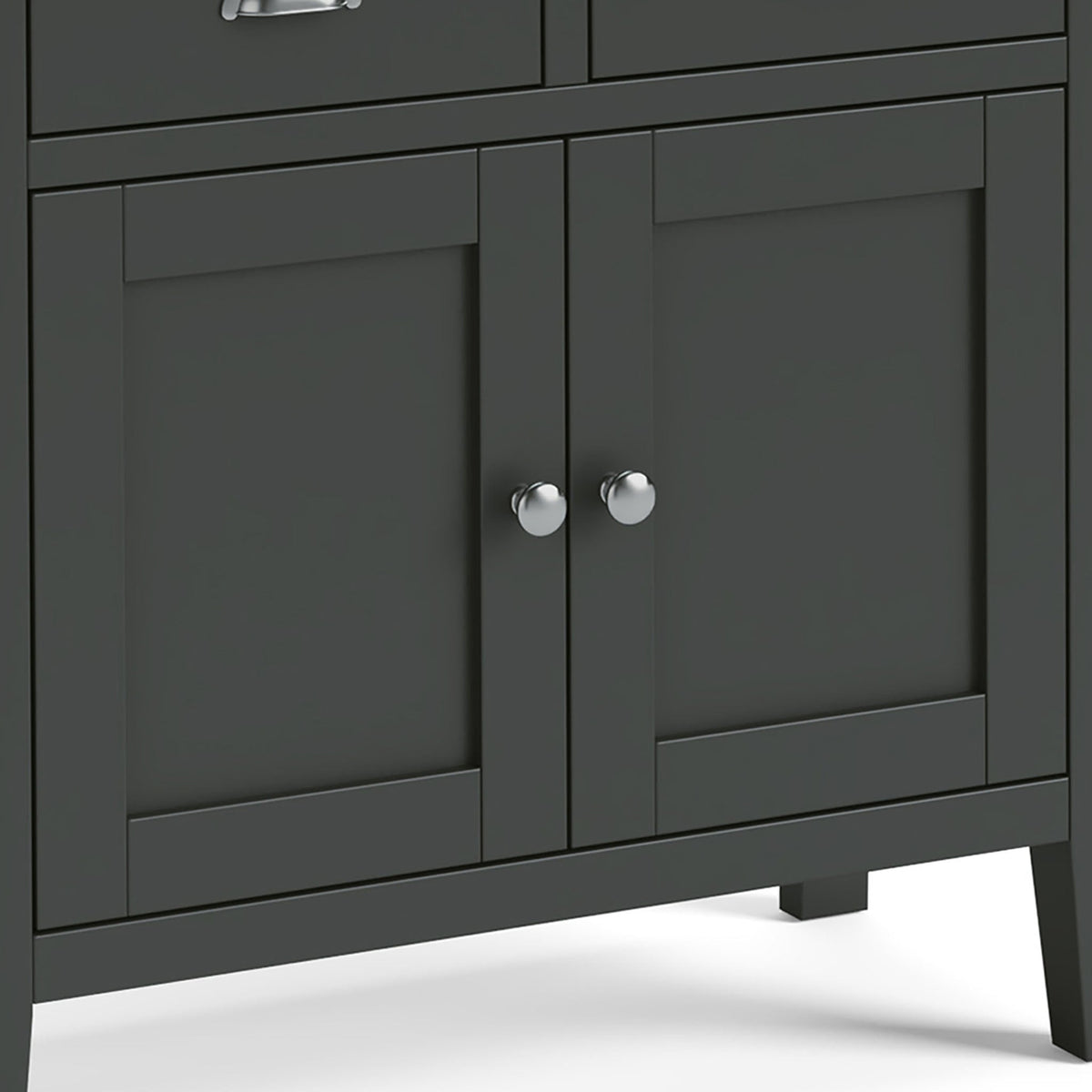 Dumbarton Charcoal Grey Mini 2 Door Sideboard Storage Cabinet - Close up of cupboard doors