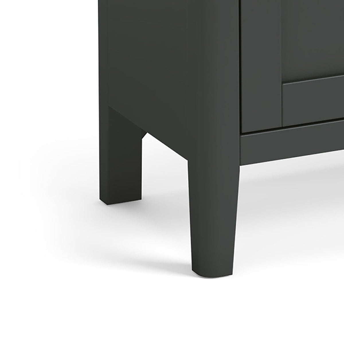 Dumbarton Charcoal Grey Mini 2 Door Sideboard Storage Cabinet - Close up of feet