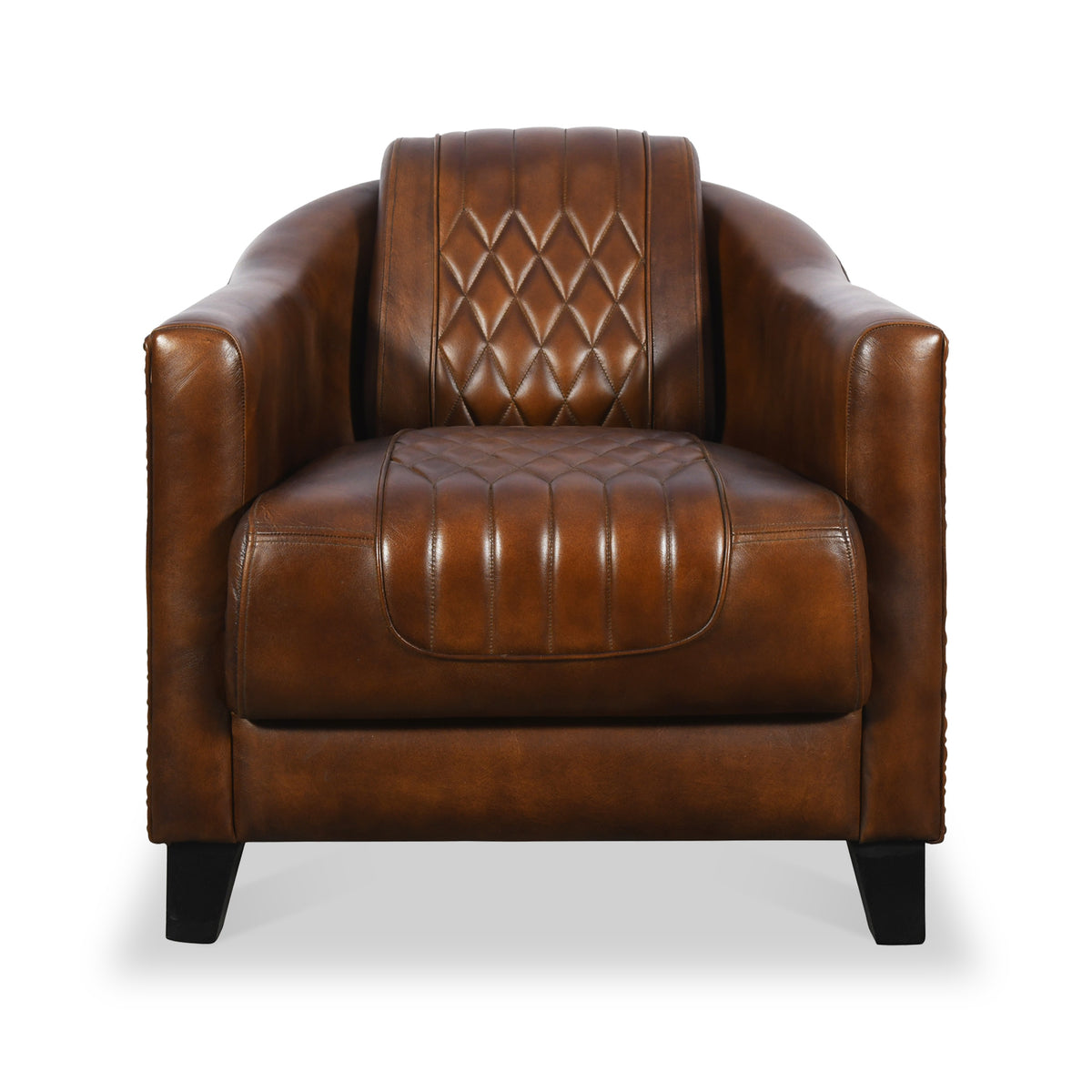 Pierre Leather Quilted Back Tub Armchair from Roseland
