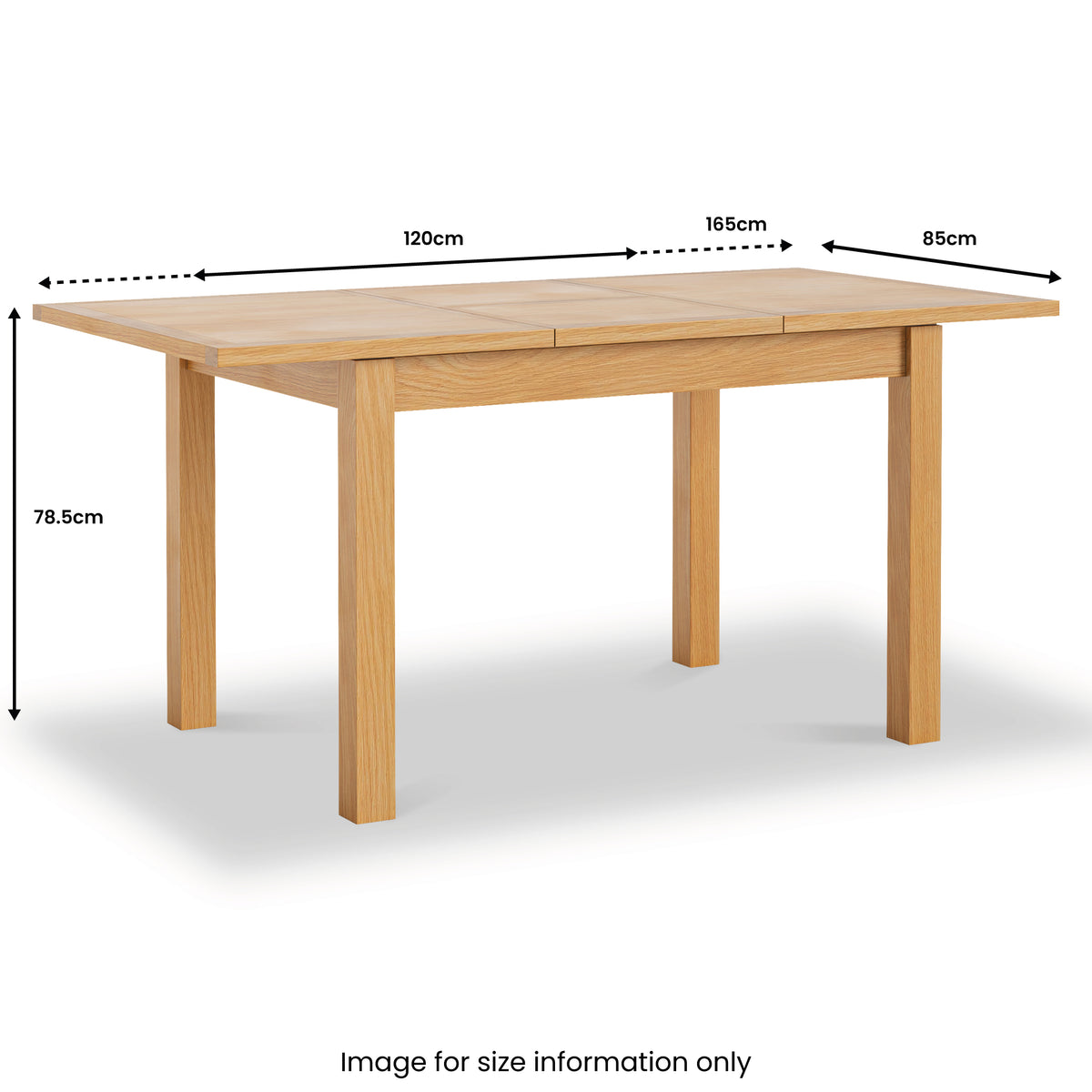 London Oak 120-165cm Extending Dining Table dimensions