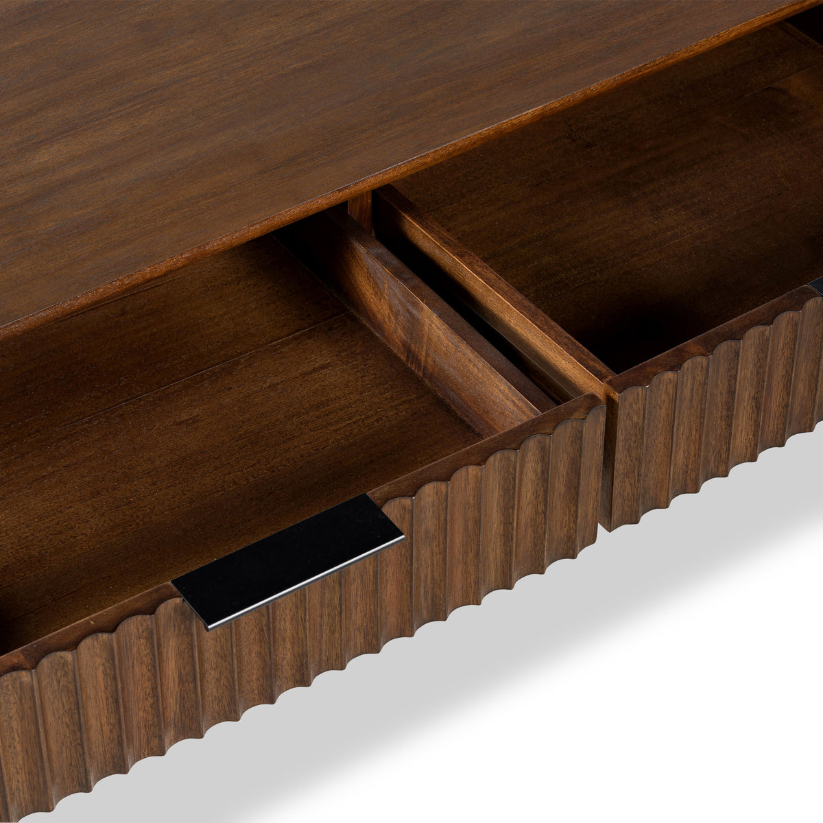 Oskar 2 Drawer Grooved Coffee Table