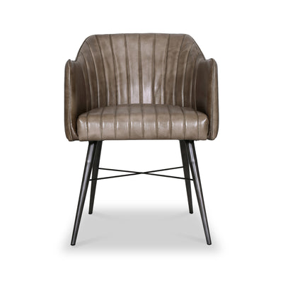 Aitor Leather Armchair with Pleated Back